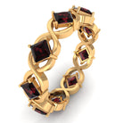 Princess Cut Garnet Criss Cross Eternity Band Ring Garnet - ( AAA ) - Quality - Rosec Jewels