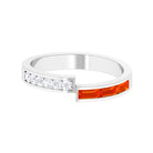 Baguette Cut Orange Sapphire and Diamond Designer Band Ring Orange Sapphire - ( AAA ) - Quality - Rosec Jewels