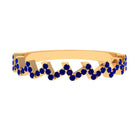 Real Blue Sapphire Zig Zag Semi Eternity Ring Blue Sapphire - ( AAA ) - Quality - Rosec Jewels