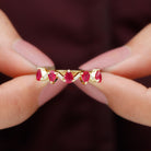 Pear Cut Natural Ruby and Diamond Half Eternity Ring Ruby - ( AAA ) - Quality - Rosec Jewels