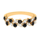 Nature Inspired Black Onyx and Diamond Leaf Eternity Ring Black Onyx - ( AAA ) - Quality - Rosec Jewels