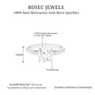 2.50 CT Cushion Cut Moissanite Solitaire Ring with Side Stones Moissanite - ( D-VS1 ) - Color and Clarity - Rosec Jewels