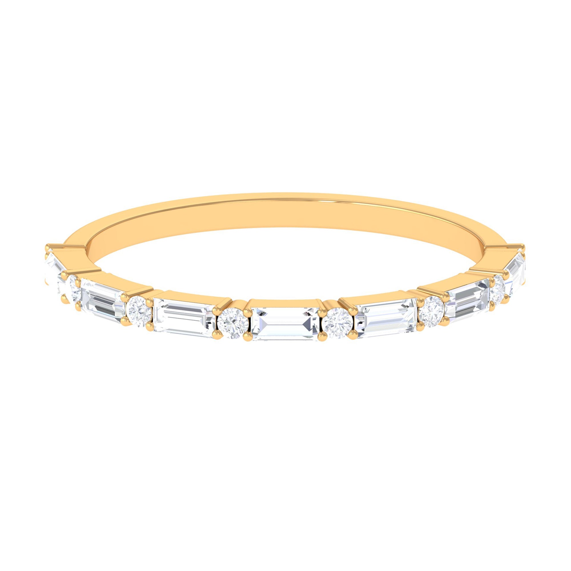 Minimal Simulated Diamond Stackable Wedding Band Zircon - ( AAAA ) - Quality - Rosec Jewels