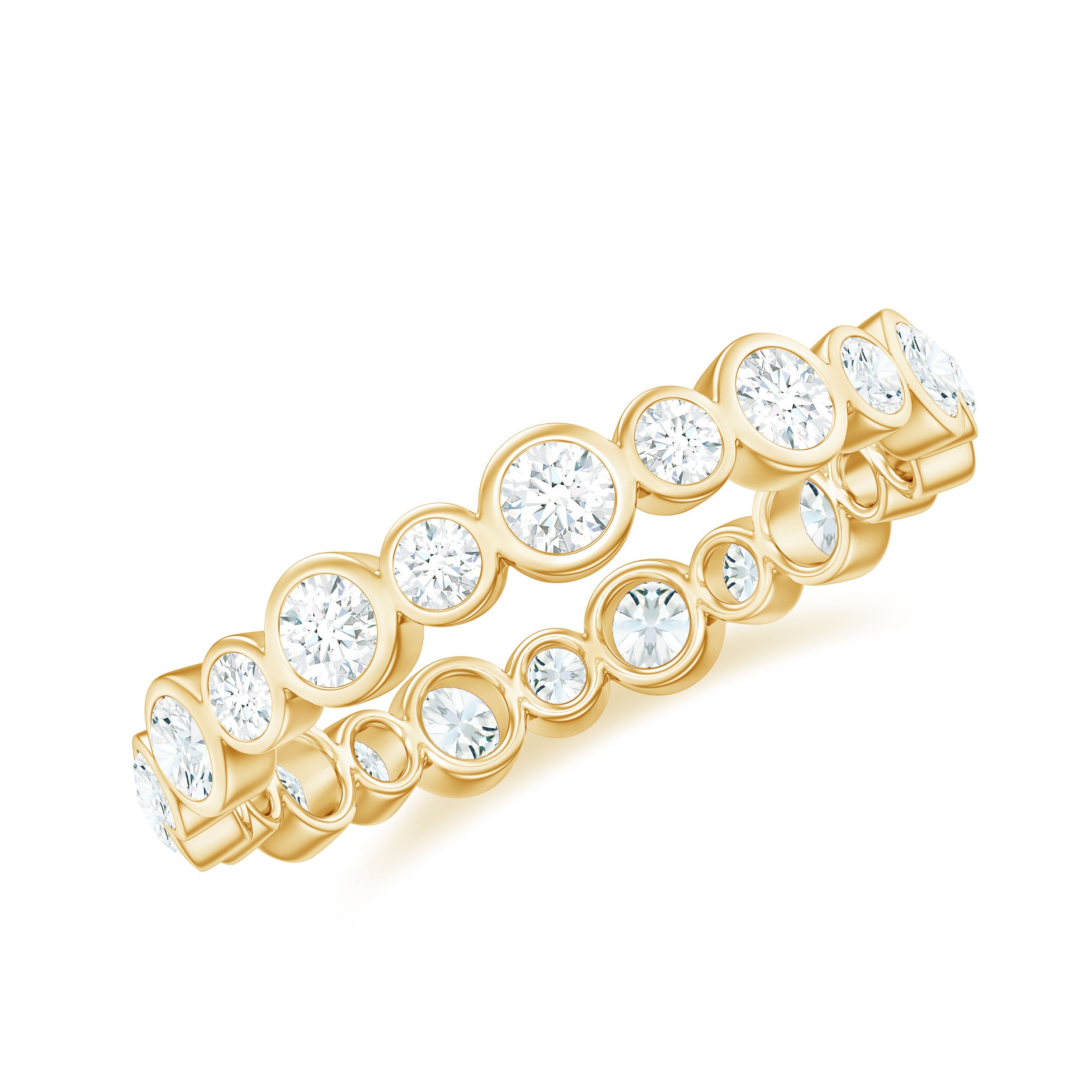 Bezel Set Round Cubic Zirconia Unique Full Eternity Ring Zircon - ( AAAA ) - Quality - Rosec Jewels