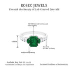 Created Emerald Cocktail Engagement Ring with Diamond Side Stones Lab Created Emerald - ( AAAA ) - Quality - Rosec Jewels