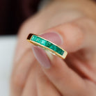 Princess Cut Created Emerald Half Eternity Band Ring in Channel Setting Lab Created Emerald - ( AAAA ) - Quality - Rosec Jewels