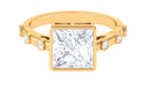 Rosec Jewels-3 CT Princess Cut Moissanite Solitaire Ring in Bezel Setting with Spaced Set Side Stones