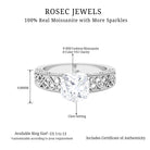 8 MM Cushion Cut Moissanite Solitaire Ring with Filigree Details Moissanite - ( D-VS1 ) - Color and Clarity - Rosec Jewels