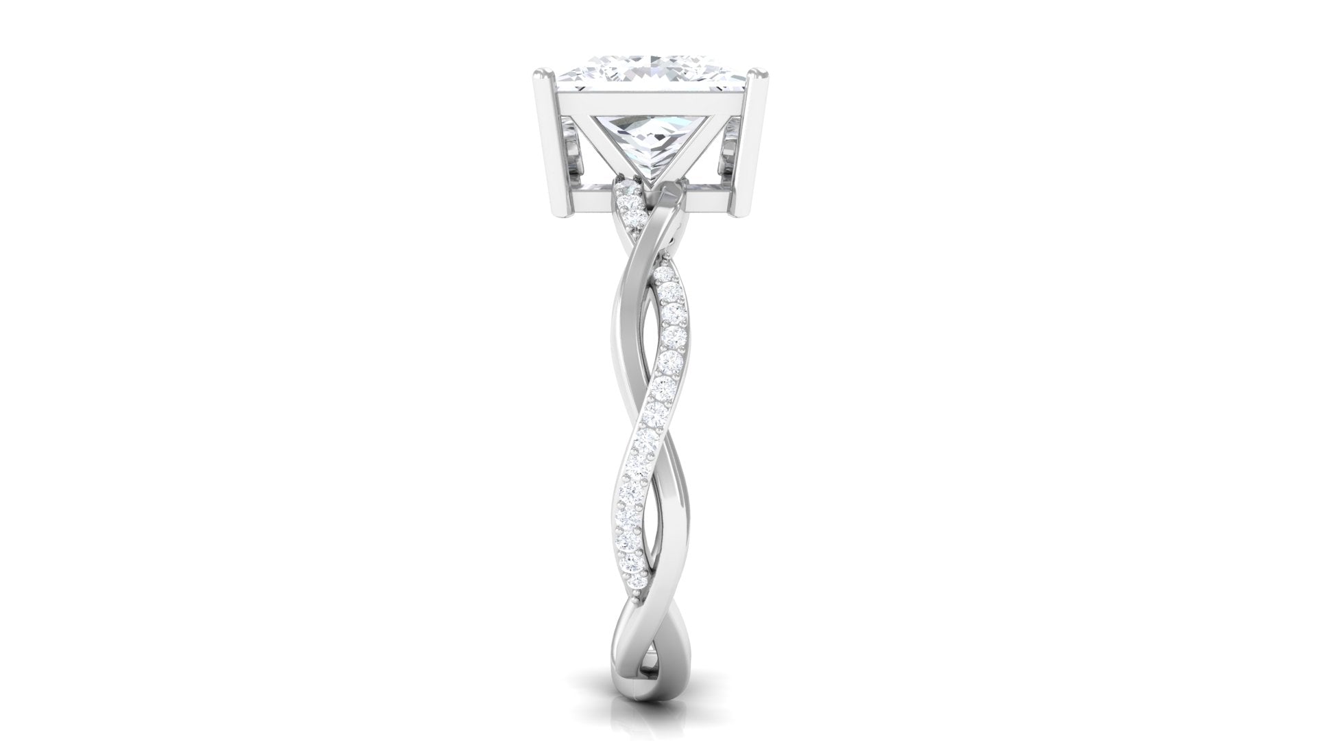 Rosec Jewels-3 CT Princess Cut Solitaire Moissanite Braided Ring in Prong Setting and Hidden Style