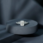 Rosec Jewels-2.25 CT Octagon Cut Moissanite Solitaire Ring in Prong Setting with Surface Side Stones and Hidden Halo