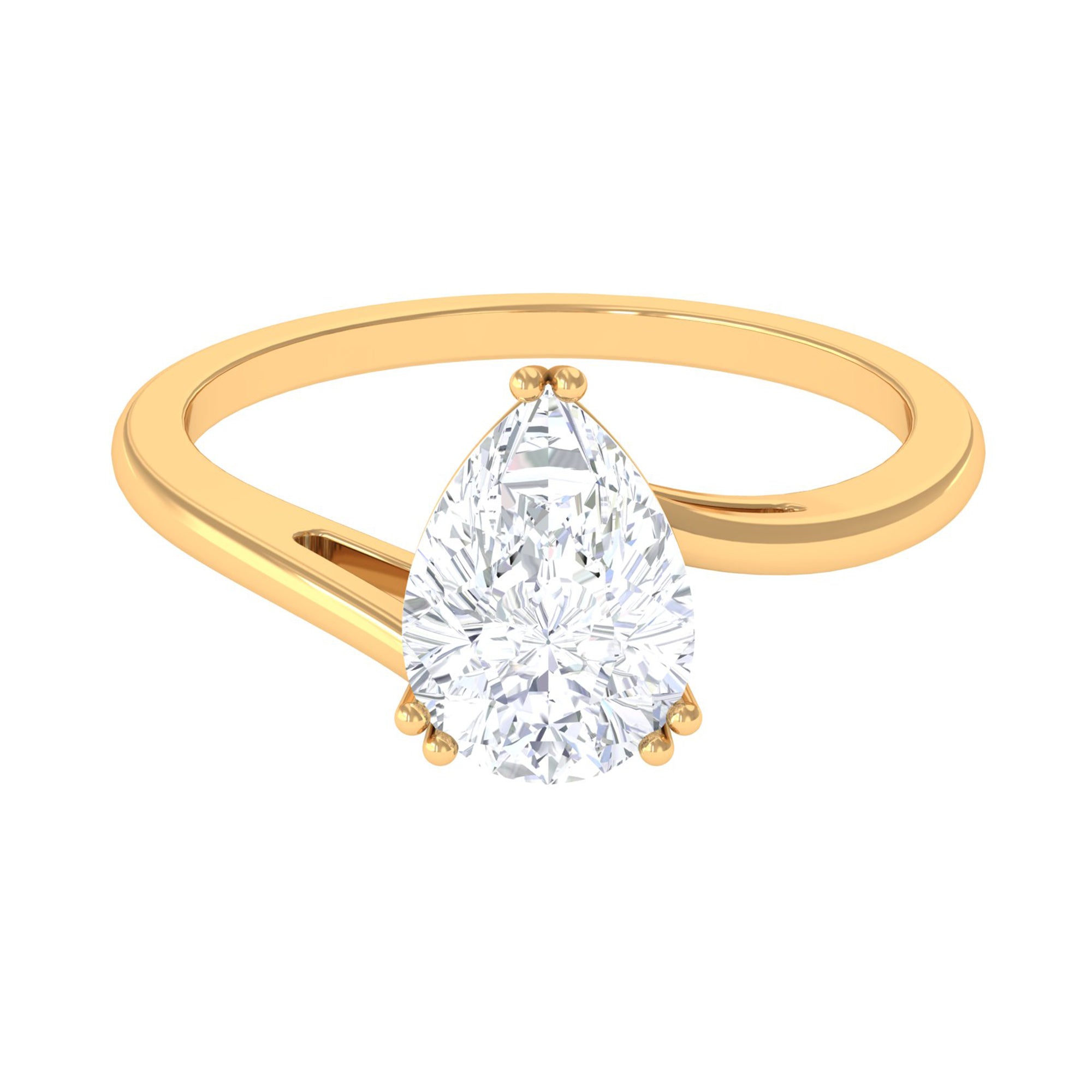 Pear Shaped Moissanite Solitaire Promise Ring Moissanite - ( D-VS1 ) - Color and Clarity - Rosec Jewels