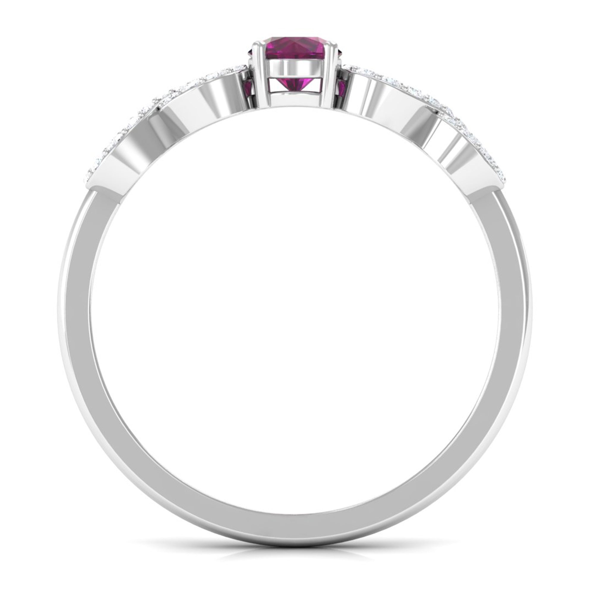 0.50 CT Solitaire Rhodolite Infinity Ring with Diamond Rhodolite - ( AAA ) - Quality - Rosec Jewels