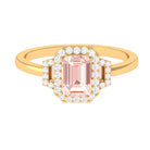 2.25 CT Emerald Cut Morganite Cocktail Engagement Ring with Diamond Morganite - ( AAA ) - Quality - Rosec Jewels