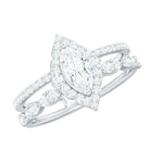 1.75 Ct Vintage Halo Moissanite Double Band Engagement Ring Moissanite - ( D-VS1 ) - Color and Clarity - Rosec Jewels