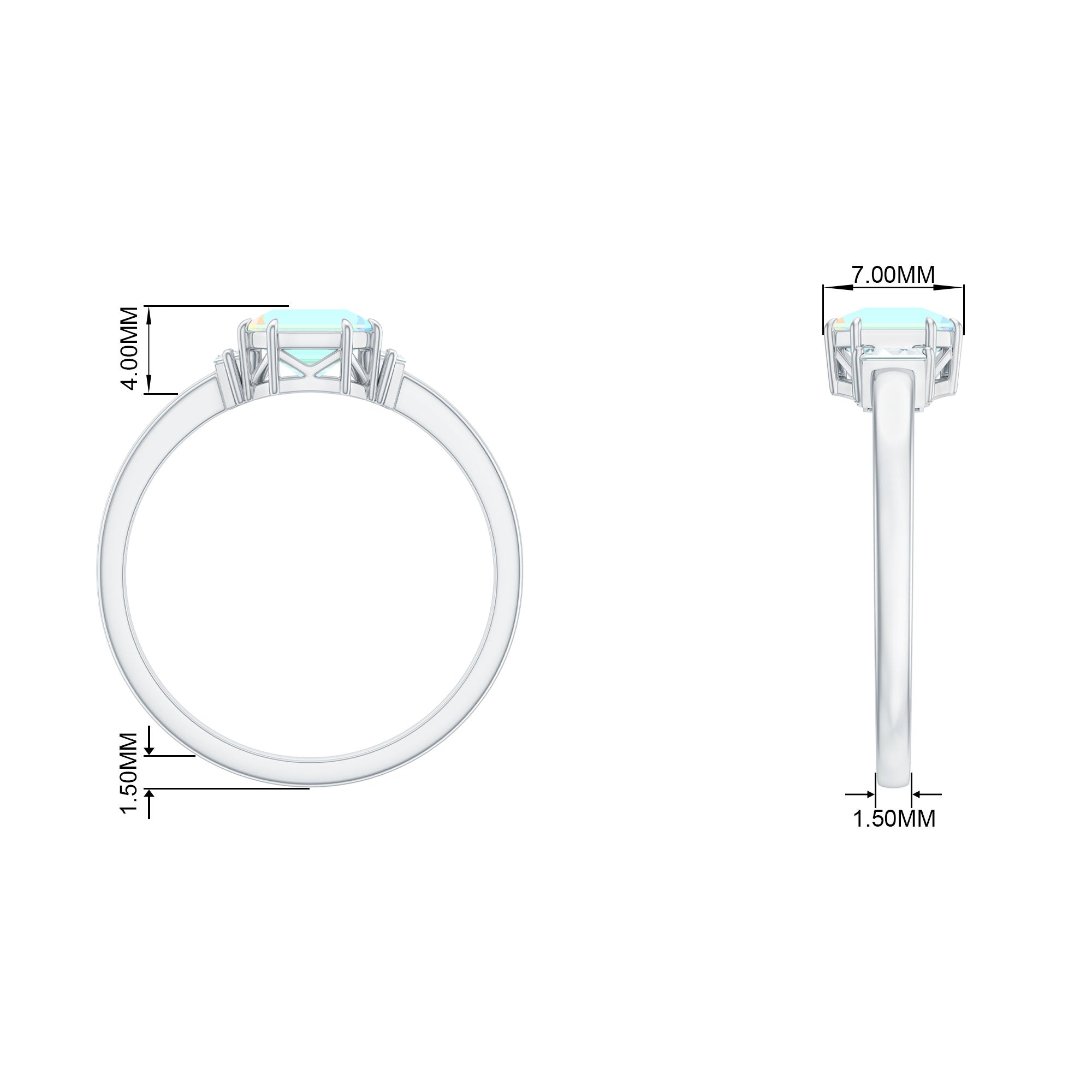 Asscher Cut Solitaire Ethiopian Opal Engagement Ring with Diamond Ethiopian Opal - ( AAA ) - Quality - Rosec Jewels