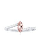 1/2 Carat Bypass Engagement Ring with Morganite and Diamond Morganite - ( AAA ) - Quality - Rosec Jewels