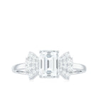 Emerald Cut Moissanite Solitaire Designer Engagement Ring in Gold Moissanite - ( D-VS1 ) - Color and Clarity - Rosec Jewels