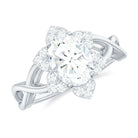 Certified Moissanite Flower Halo Engagement Ring Moissanite - ( D-VS1 ) - Color and Clarity - Rosec Jewels