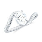 1.75 CT Oval Moissanite Solitaire Bypass Engagement Ring Moissanite - ( D-VS1 ) - Color and Clarity - Rosec Jewels