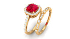 Asscher Created Ruby Stackable Ring Set Lab Created Ruby - ( AAAA ) - Quality - Rosec Jewels