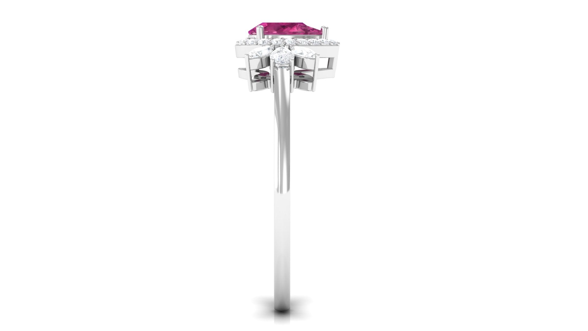 Pink Tourmaline Engagement Ring with Diamond Halo Pink Tourmaline - ( AAA ) - Quality - Rosec Jewels