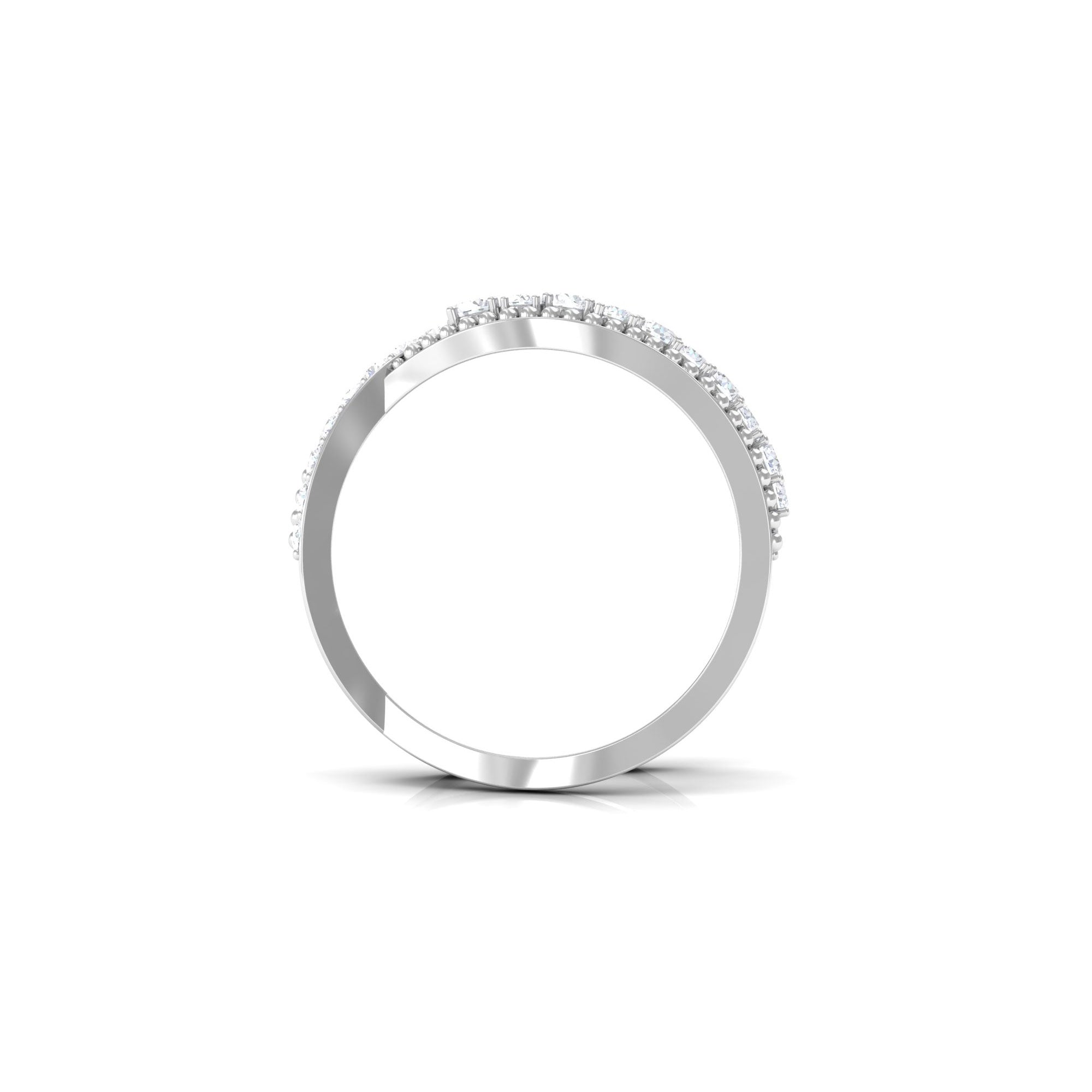 Real Diamond Designer Criss Cross Wedding Band Diamond - ( HI-SI ) - Color and Clarity - Rosec Jewels