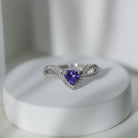 1.50 CT Designer Heart Solitaire Tanzanite and Diamond Ring Tanzanite - ( AAA ) - Quality - Rosec Jewels