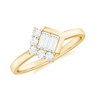 1/2 Carat Minimal Moissanite Baguette Promise Ring in Gold Moissanite - ( D-VS1 ) - Color and Clarity - Rosec Jewels