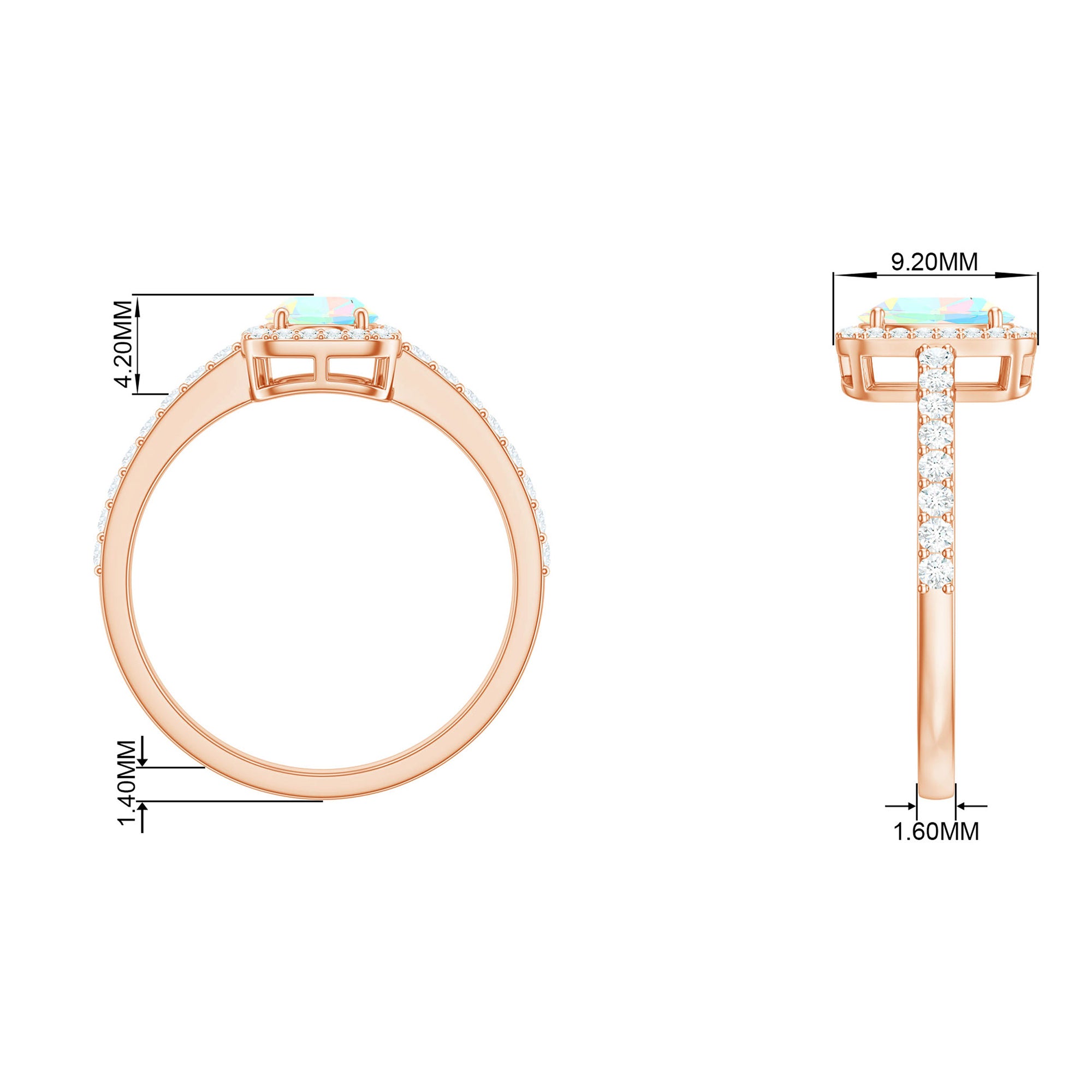 1.50 CT Oval Cut Ethiopian Opal Ring with Diamond Halo Ethiopian Opal - ( AAA ) - Quality - Rosec Jewels