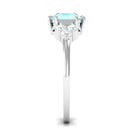 Asscher Cut Sky Blue Topaz Solitaire Engagement Ring with Diamond Trio Sky Blue Topaz - ( AAA ) - Quality - Rosec Jewels