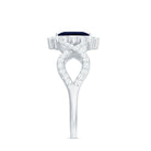 Marquise Blue Sapphire Crossover Engagement Ring with Diamond Halo Blue Sapphire - ( AAA ) - Quality - Rosec Jewels