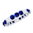 Created Blue Sapphire and Diamond Designer Eternity Band Ring Lab Created Blue Sapphire - ( AAAA ) - Quality - Rosec Jewels