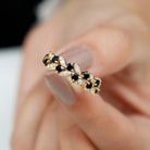 Created Black Diamond and Diamond Leaf Eternity Ring Lab Created Black Diamond - ( AAAA ) - Quality - Rosec Jewels