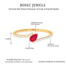 Pear Shape Lab Grown Ruby and Diamond Bypass Promise Ring Lab Created Ruby - ( AAAA ) - Quality - Rosec Jewels