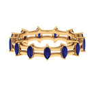 Marquise Cut Created Blue Sapphire Modern Band Ring in Gold Lab Created Blue Sapphire - ( AAAA ) - Quality - Rosec Jewels