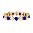 Certified Lab-Created Blue Sapphire and Diamond Eternity Band Ring Lab Created Blue Sapphire - ( AAAA ) - Quality - Rosec Jewels