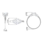 Oval Zircon Engagement Ring with Collar Zircon - ( AAAA ) - Quality - Rosec Jewels