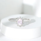 Princess Diana Inspired Rose Quartz Ring with Diamond Halo Rose Quartz - ( AAA ) - Quality - Rosec Jewels