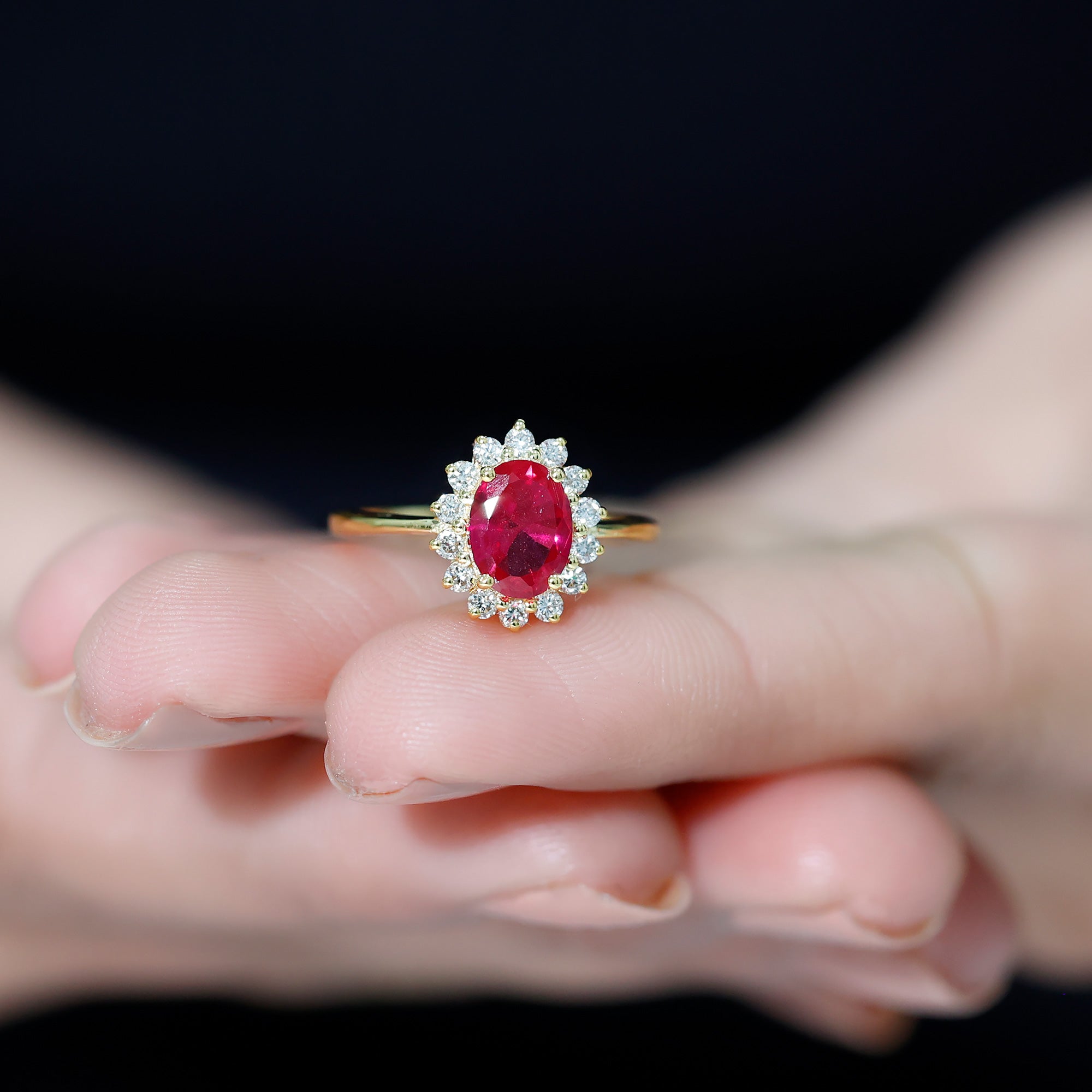 1.50 CT Princess Diana Inspired Created Ruby and Diamond Ring Lab Created Ruby - ( AAAA ) - Quality - Rosec Jewels