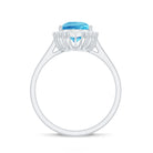 Pear Shaped Swiss Blue Topaz and Diamond Halo Cocktail Ring Swiss Blue Topaz - ( AAA ) - Quality - Rosec Jewels