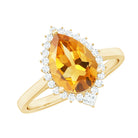 Pear Shaped Citrine and Diamond Halo Cocktail Engagement Ring Citrine - ( AAA ) - Quality - Rosec Jewels