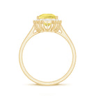 Cocktail Halo Ring with Created Yellow Sapphire and Diamond Lab Created Yellow Sapphire - ( AAAA ) - Quality - Rosec Jewels