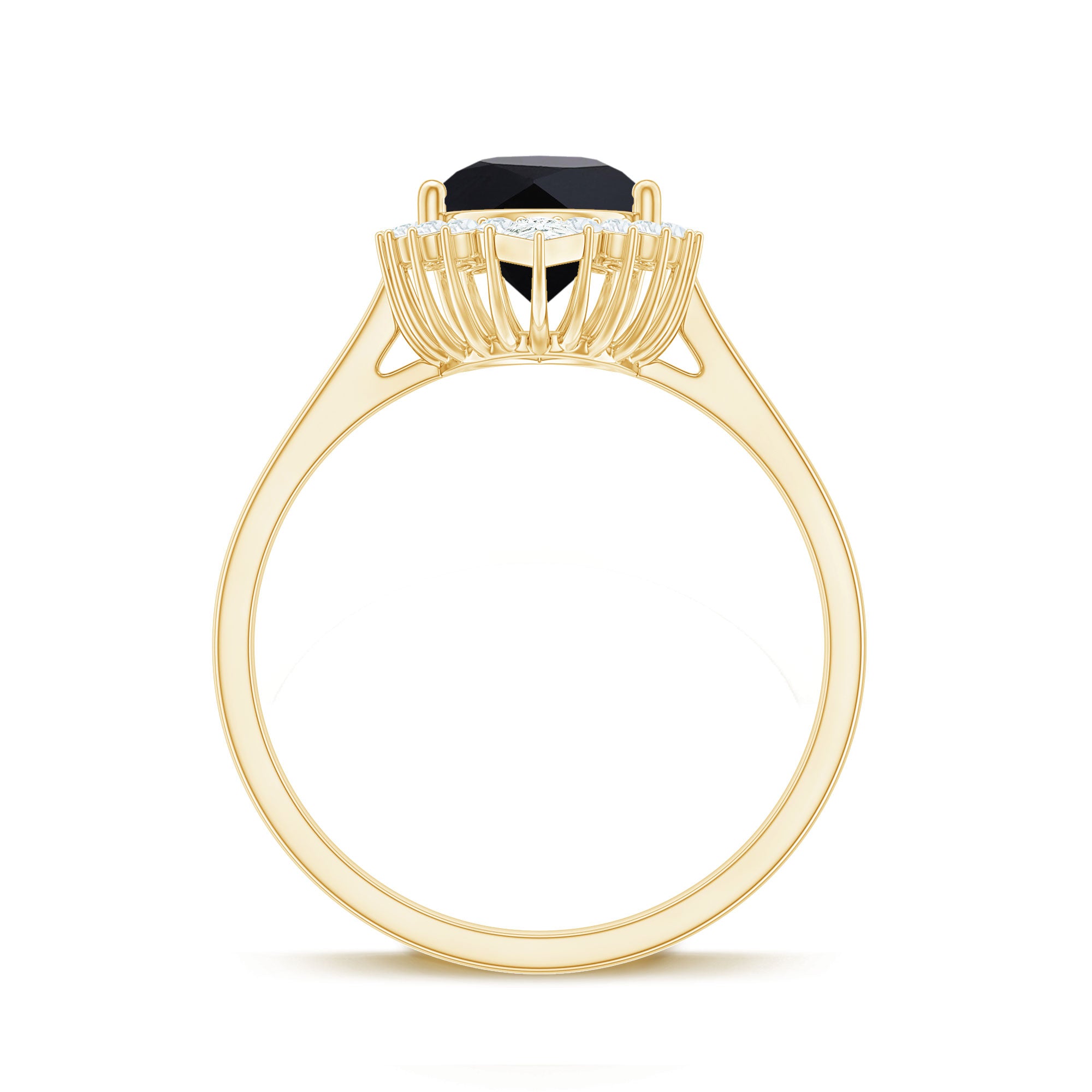 Pear Shaped Black Onyx and Diamond Halo Cocktail Engagement Ring Black Onyx - ( AAA ) - Quality - Rosec Jewels