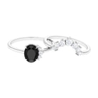 Created Black Diamond and Diamond Engagement Enhancer Ring Set Lab Created Black Diamond - ( AAAA ) - Quality - Rosec Jewels