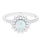 2 CT Round Ethiopian Opal Statement Engagement Ring with Moissanite Ethiopian Opal - ( AAA ) - Quality - Rosec Jewels