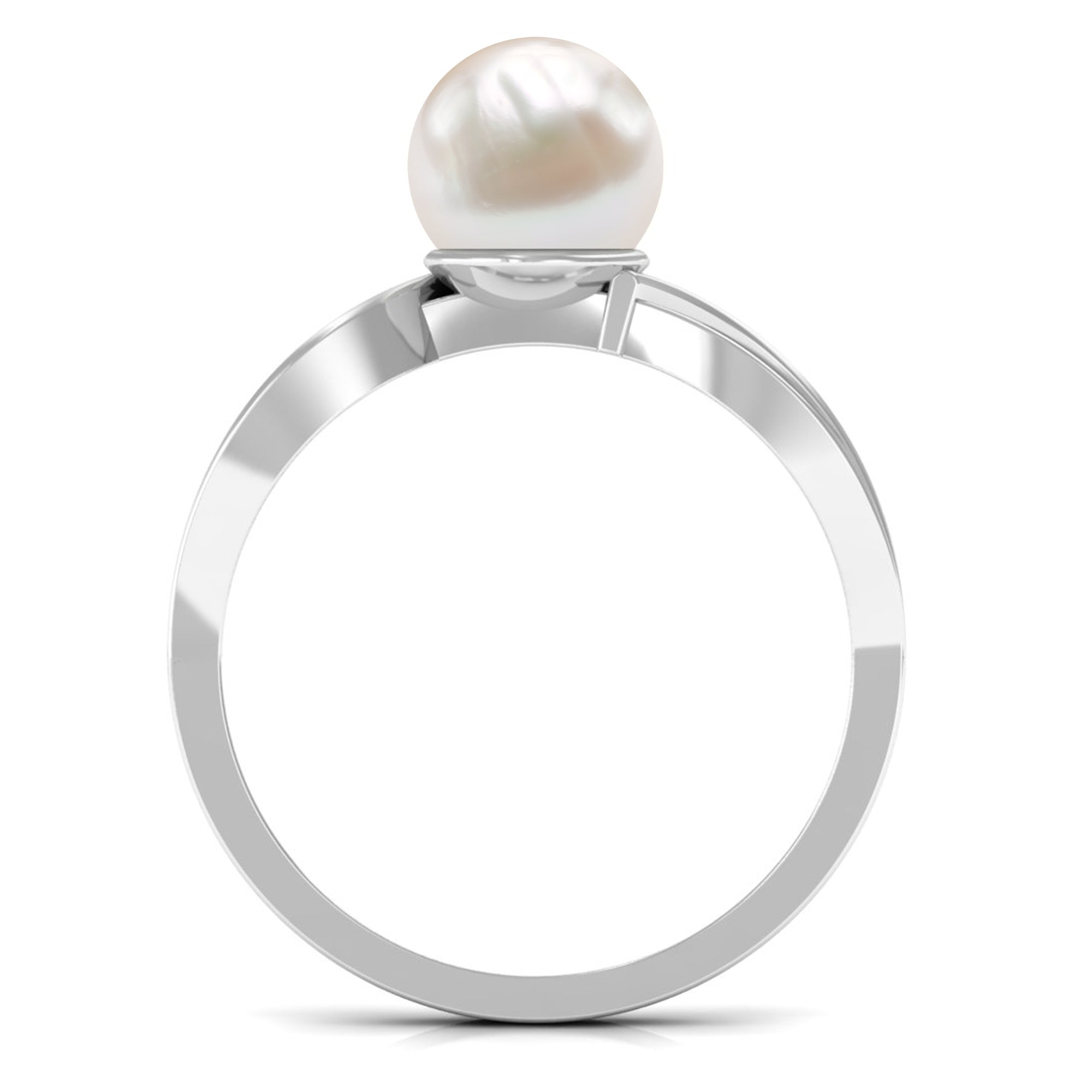 Solitaire Freshwater Pearl and Diamond Infinity Ring Freshwater Pearl - ( AAA ) - Quality - Rosec Jewels