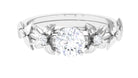 1 CT Round Moissanite Gold Flower Engagement Ring Moissanite - ( D-VS1 ) - Color and Clarity - Rosec Jewels