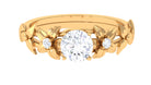 1 CT Round Moissanite Gold Flower Engagement Ring Moissanite - ( D-VS1 ) - Color and Clarity - Rosec Jewels