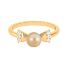 Cute Bow Engagement Ring with South Sea Pearl and Diamond South Sea Pearl - ( AAA ) - Quality - Rosec Jewels