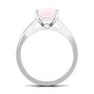 Cushion Cut Rose Quartz and Diamond Engagement Ring with Split Shank Rose Quartz - ( AAA ) - Quality - Rosec Jewels